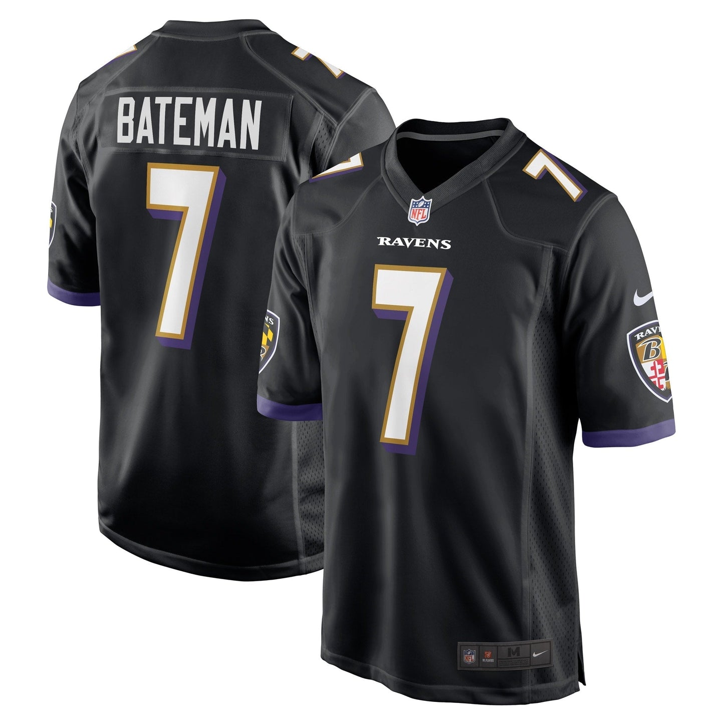 Men's Nike Rashod Bateman Black Baltimore Ravens Game Player Jersey