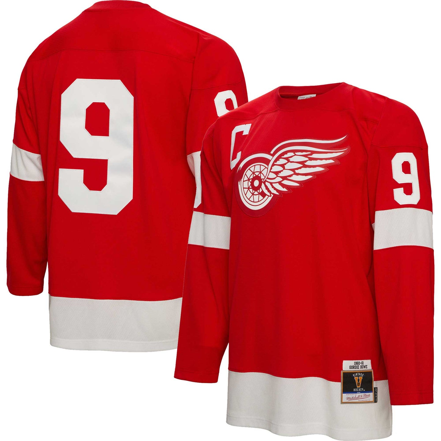 Gordie Howe Detroit Red Wings Mitchell & Ness Big & Tall 1960 Captain Patch Blue Line Player Jersey - Red