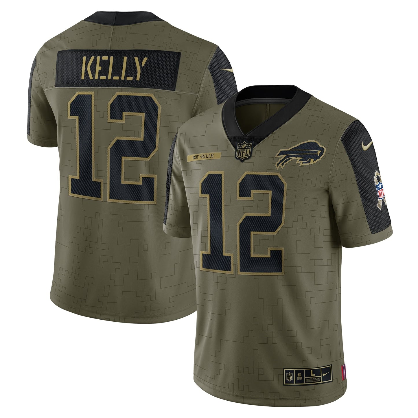 Men's Nike Jim Kelly Olive Buffalo Bills 2021 Salute To Service Retired Player Limited Jersey