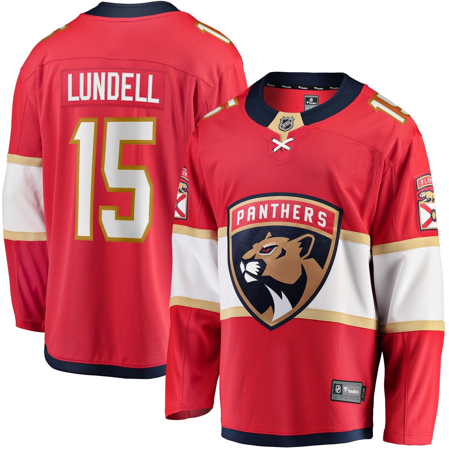 Men's Fanatics Branded Anton Lundell Red Florida Panthers Home Breakaway Player Jersey